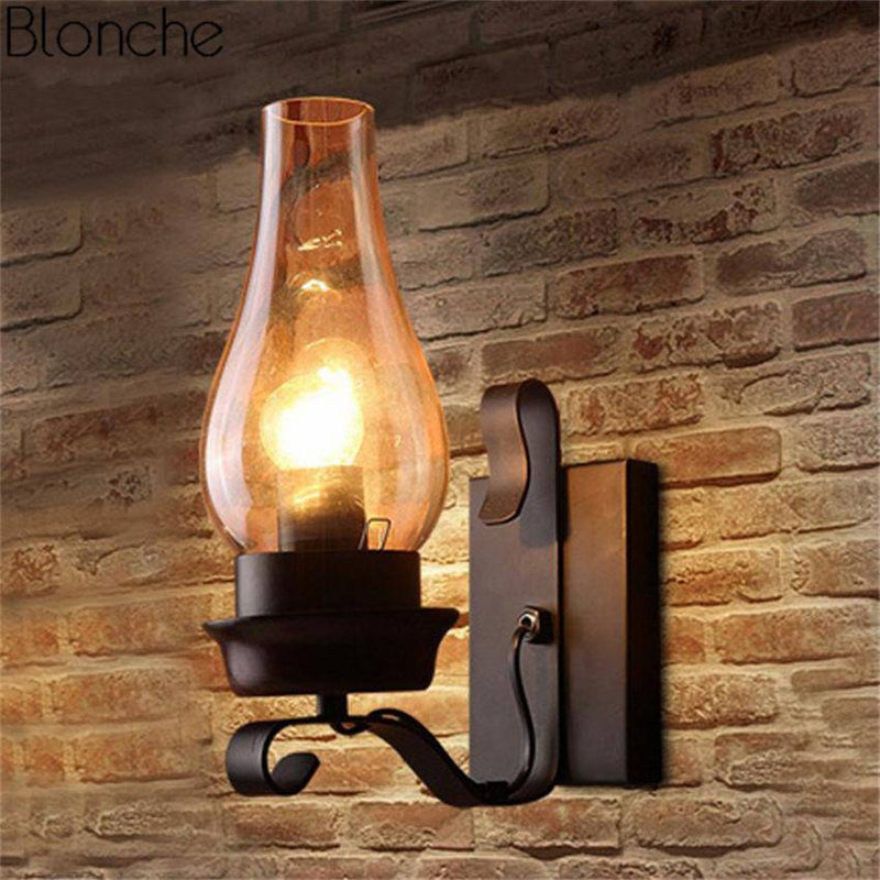 wall lamp metal wall and lampshade retro glass Kerosene