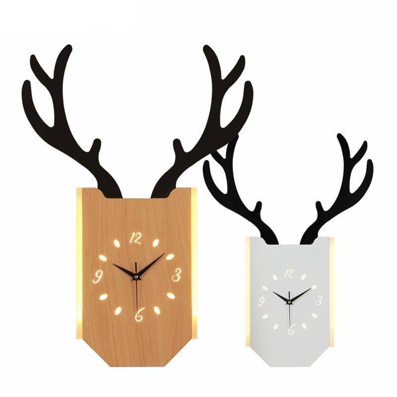 Applique murale LED corne de cerf et horloge - vue 4 sur 14