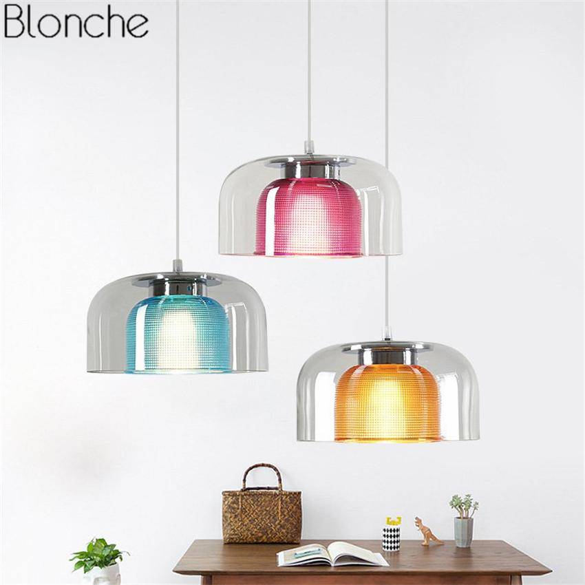 Suspension LED en verre design avec intérieur coloré - vue 2 sur 11