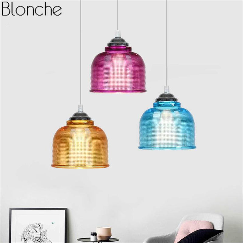 Design Glass LED pendant light with colorful interior