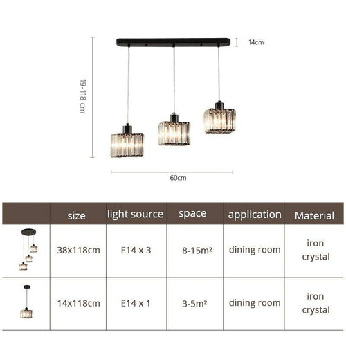 Suspension en verre carrée à LED design