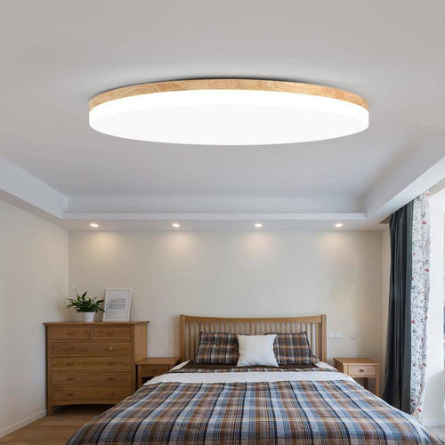 Lámpara de techo LED de madera moderna (redonda o cuadrada) Arte
