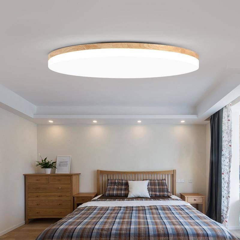 Modern wooden LED ceiling light (round or square) Art