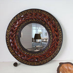 Miroir mural rond en bois tressé Antique