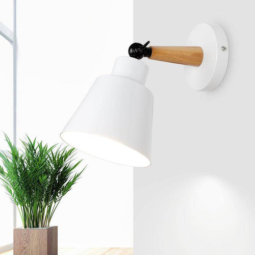 Applique murale LED abat-jour et bois