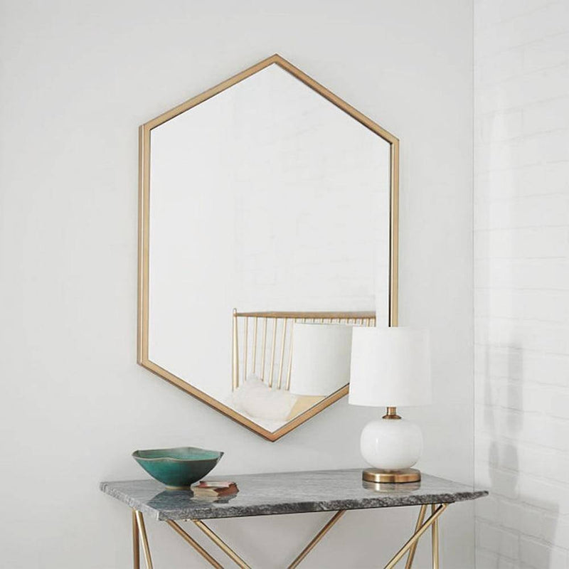 Nordic metal hexagonal wall mirror