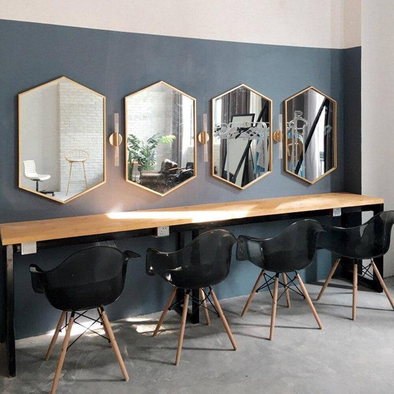 Nordic metal hexagonal wall mirror