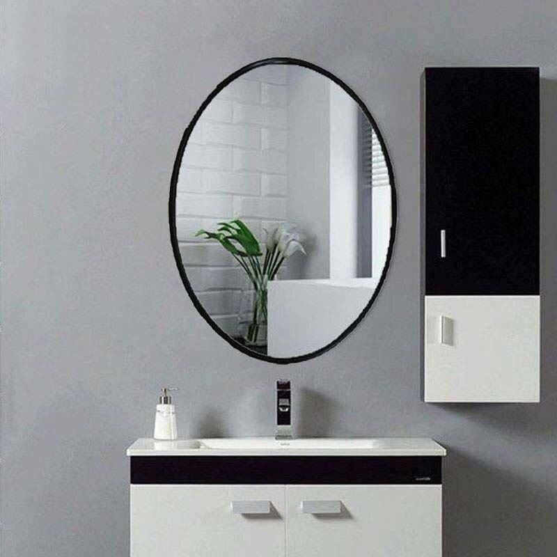 Oval wall mirror with black frame European