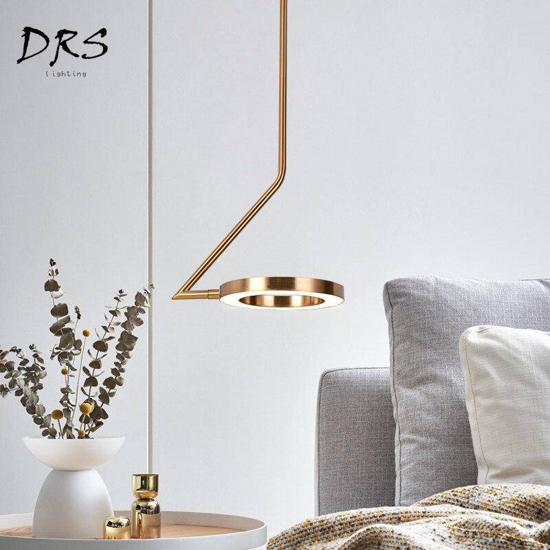 Lámpara de suspensión design LED bañado en oro con lámpara redonda