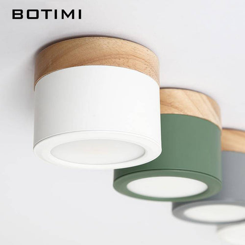 Focos LED cilíndricos Botimi con base de madera