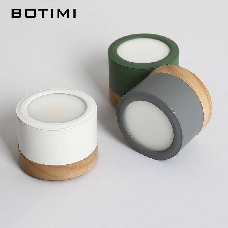 Focos LED cilíndricos Botimi con base de madera