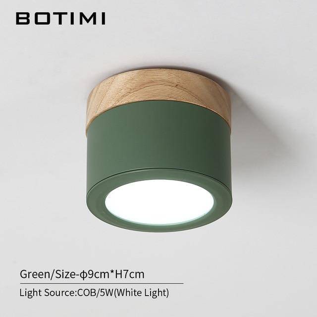 Focos LED cilíndricos Botimi con base de madera