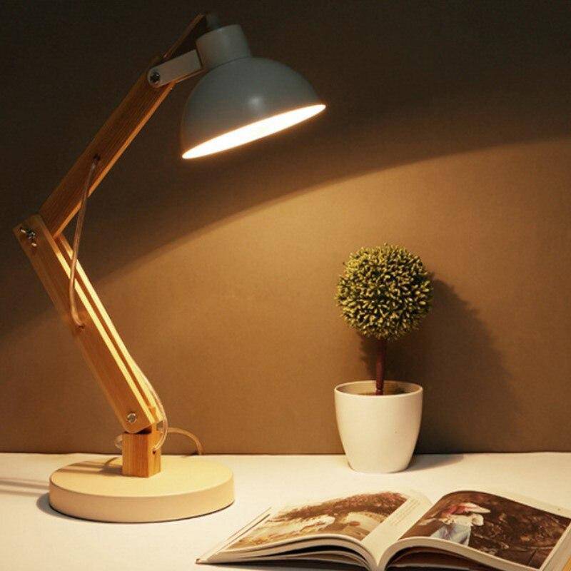 Lampe de bureau ajustable en bois Manu