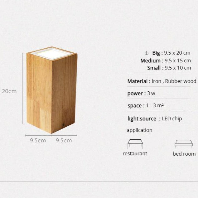 Ceiling light Spotlight LED cube in wood