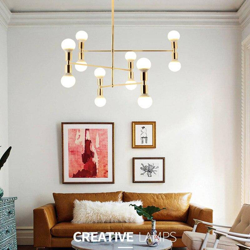 Lustre design doré en métal Concise - vue 4 sur 5