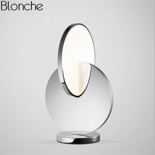 LED design table lamp with double silver disc Lee