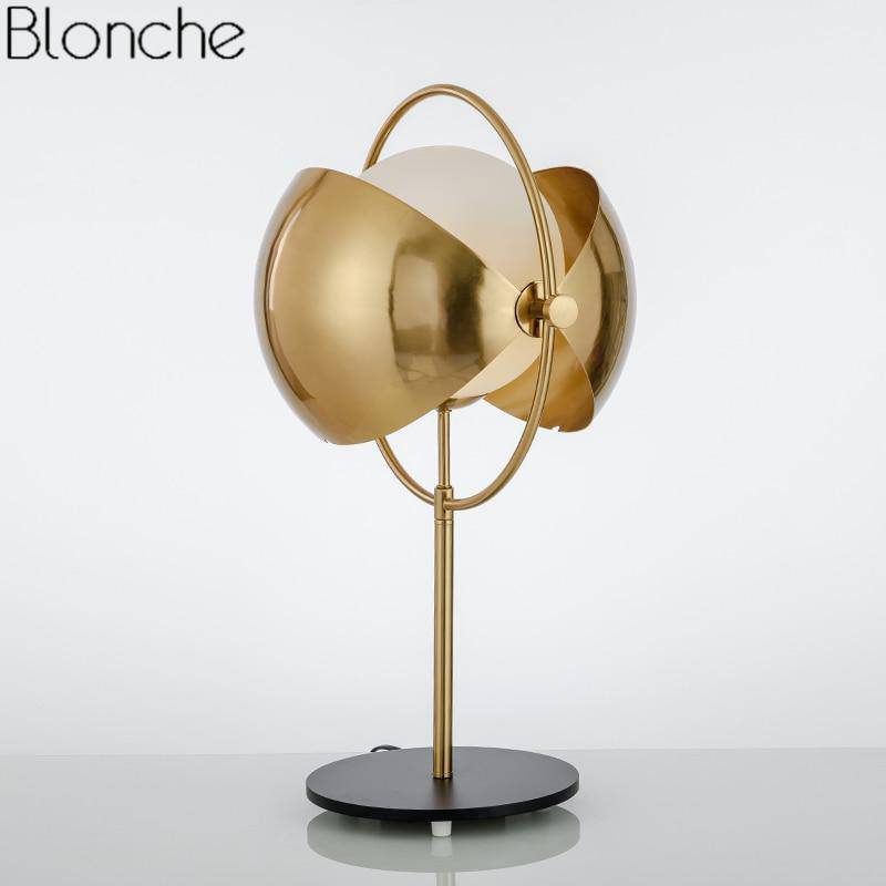 LED design table lamp with glass ball and gold metal Luxury