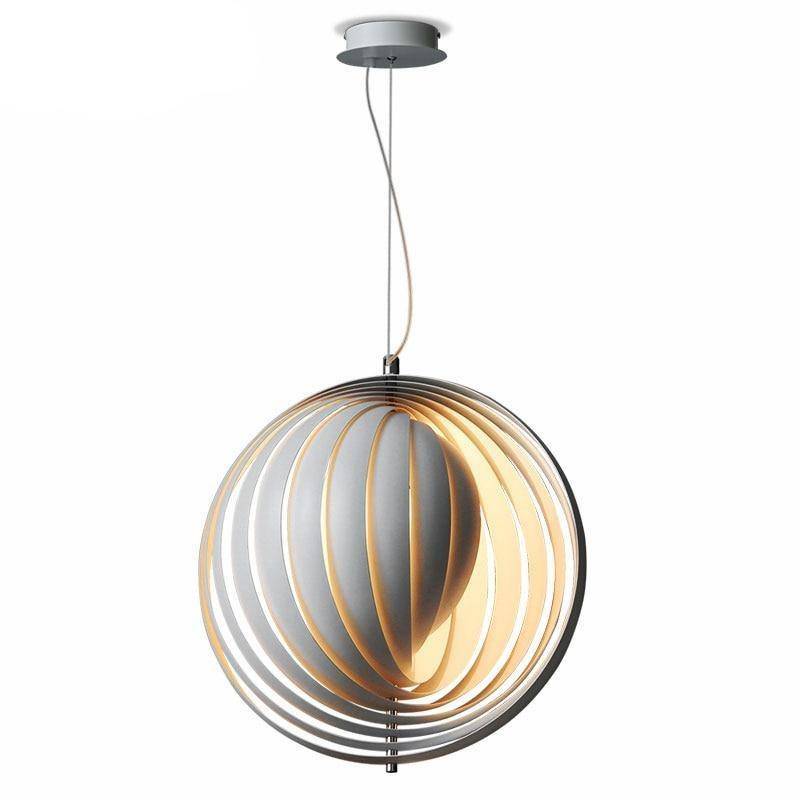 Suspension design LED grise au style Moon
