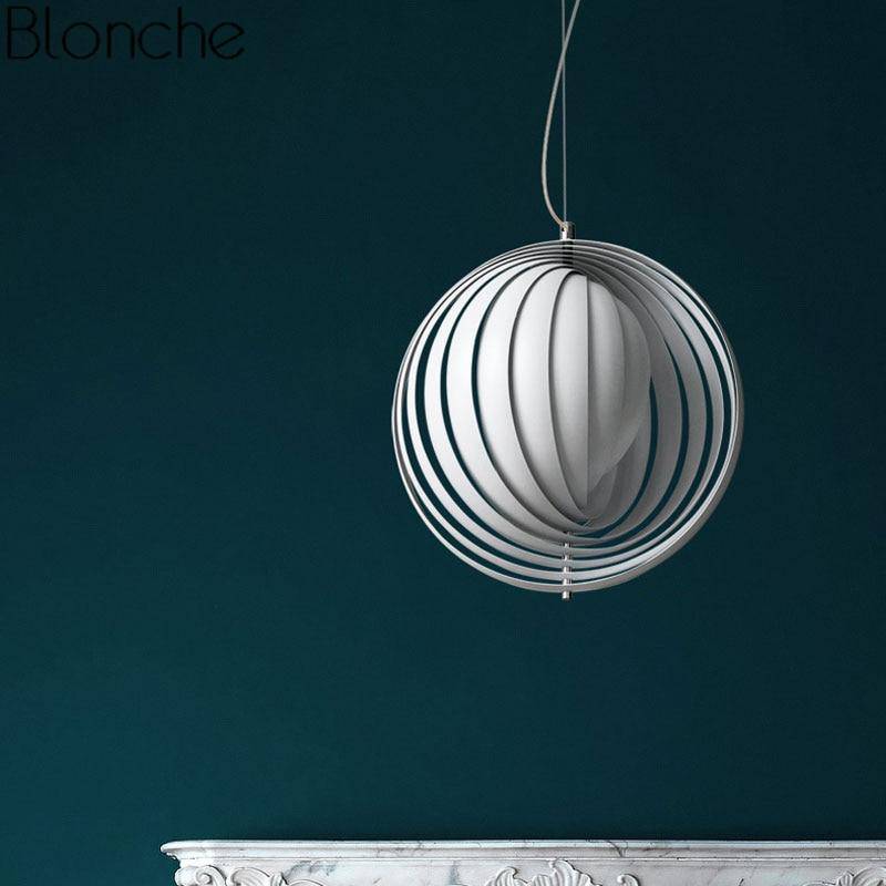 Suspension design LED grise au style Moon