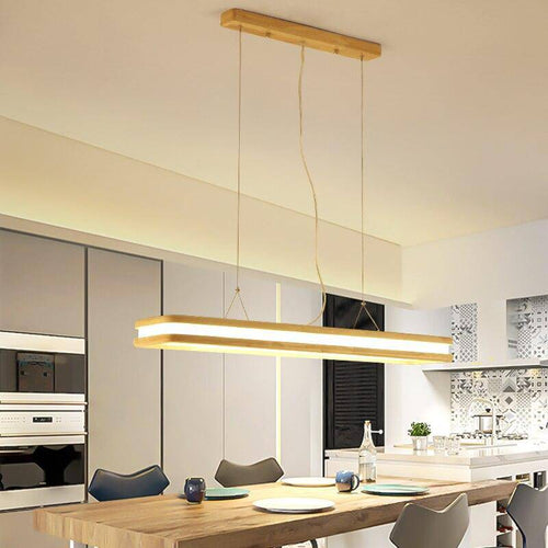 pendant light modern elongated wooden LED Loft