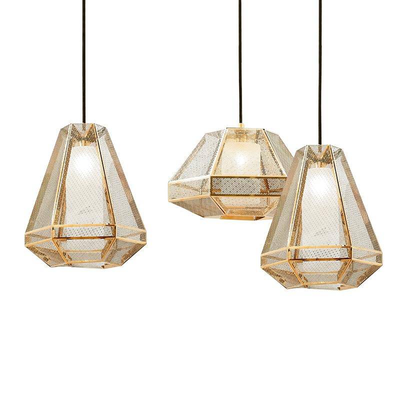 Suspension LED forme géométrique dorée Modern - vue 4 sur 9