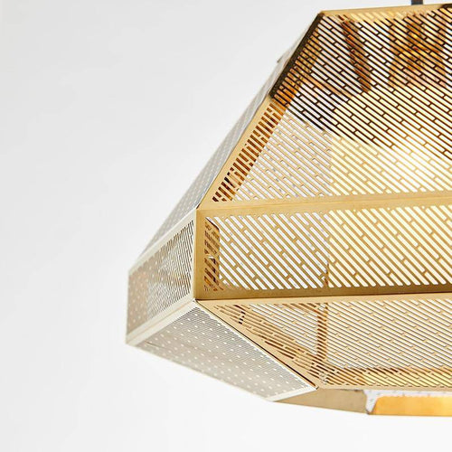 Suspension LED forme géométrique dorée Modern - vue 6 sur 9