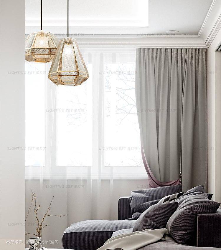 Suspension LED forme géométrique dorée Modern - vue 3 sur 9