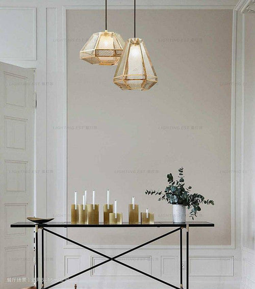 Suspension LED forme géométrique dorée Modern - vue 7 sur 9