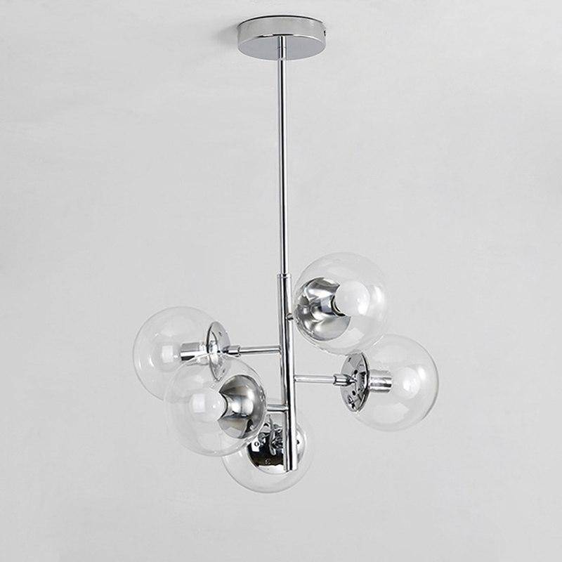 Suspension design LED chromée et boule en verre
