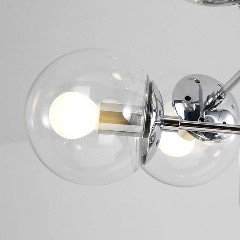 Suspension design LED chromée et boule en verre - vue 6 sur 7
