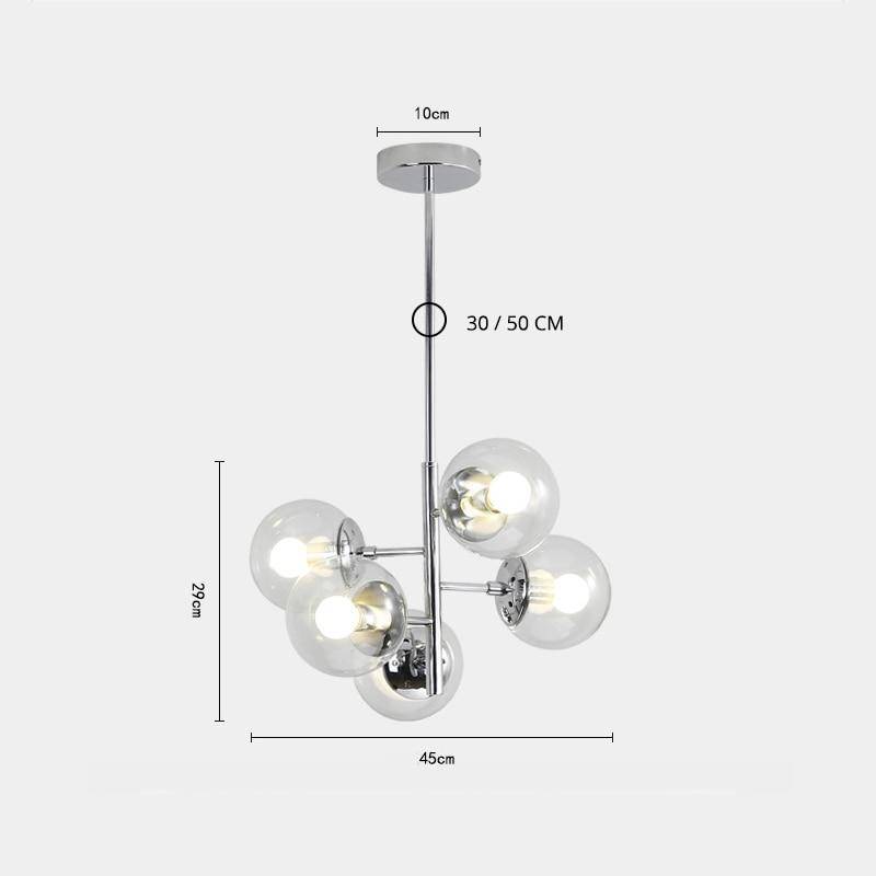 Suspension design LED chromée et boule en verre - vue 8 sur 7
