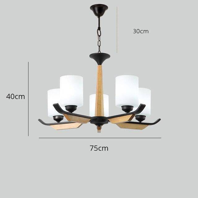 Lustre LED en bois avec lampes cylindriques en verre Contemporary