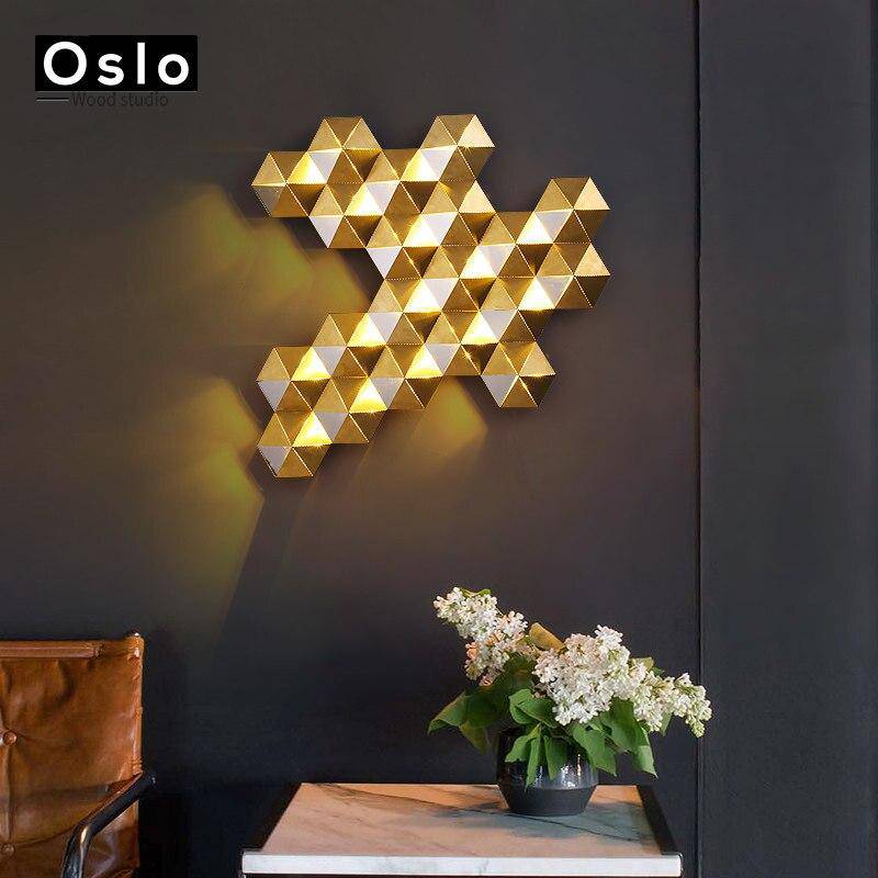 Lámpara de pared design LED con formas geométricas doradas Lujo