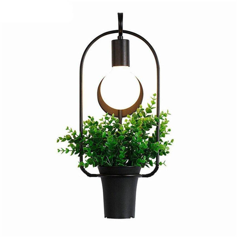 wall lamp retro metal wall with flower pot holder