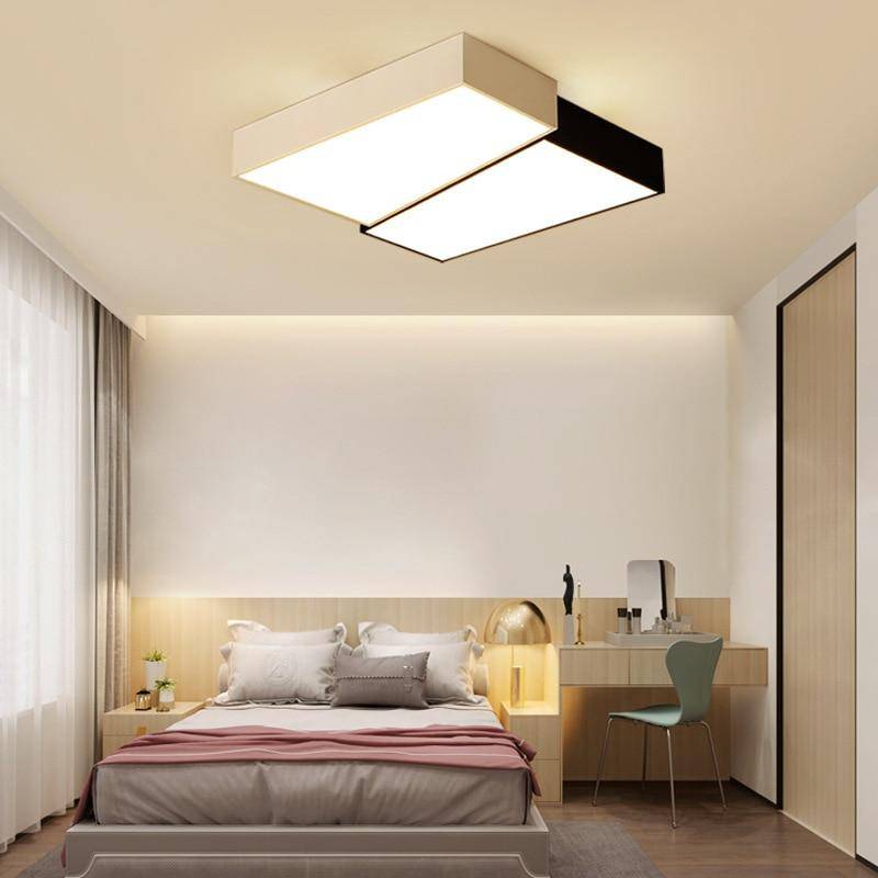 Plafonnier LED carré cassé noir et blanc Living - vue 3 sur 5