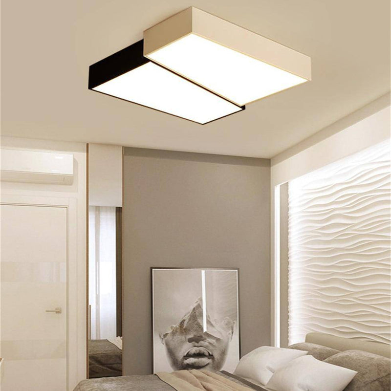 Plafonnier LED carré cassé noir et blanc Living