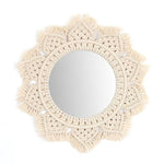 Miroir mural décoratif rond fleur en tissu tressé Tapestry