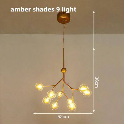 Lustre LED design arbre à branche et boules en verre