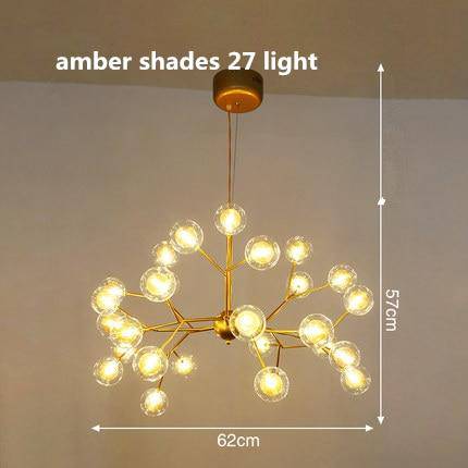 Lustre LED design arbre à branche et boules en verre