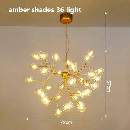 Lustre LED design arbre à branche et boules en verre