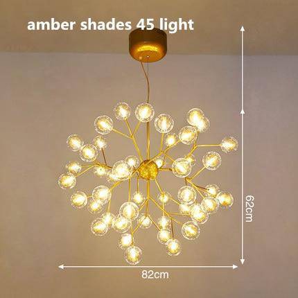 Lustre LED design arbre à branche et boules en verre