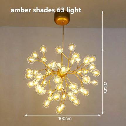 Lustre LED design arbre à branche et boules en verre