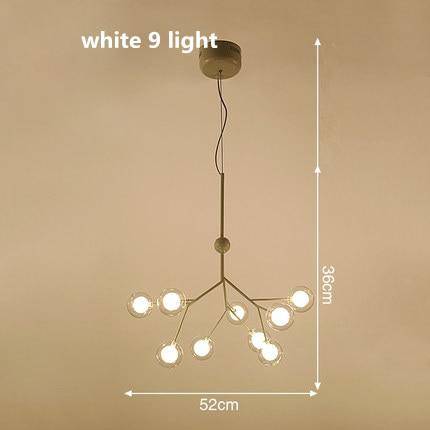 Lustre LED design arbre à branche et boules en verre