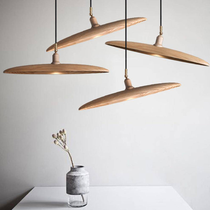 pendant light LED design with Nordic style wooden shades