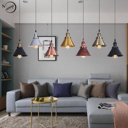 Suspension design à LED avec abat-jour en métal coloré Loft Industriel - vue 3 sur 14