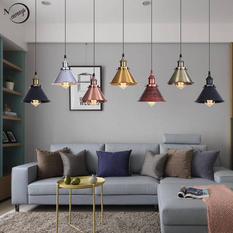 pendant light LED design with lampshade colored metal Loft Industrial