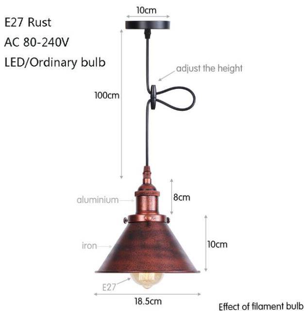 pendant light LED design with lampshade colored metal Loft Industrial