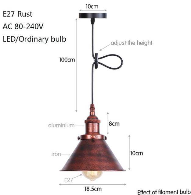 Lámpara de suspensión design LED con pantalla metálica de color Industrial Loft