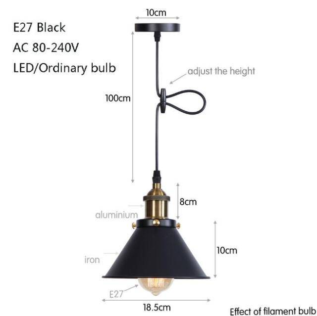 pendant light LED design with lampshade colored metal Loft Industrial