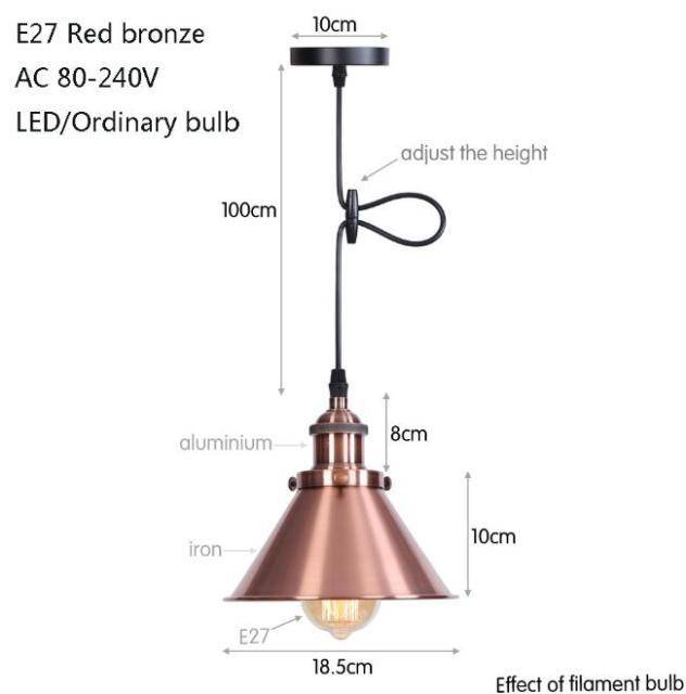 pendant light LED design with lampshade colored metal Loft Industrial